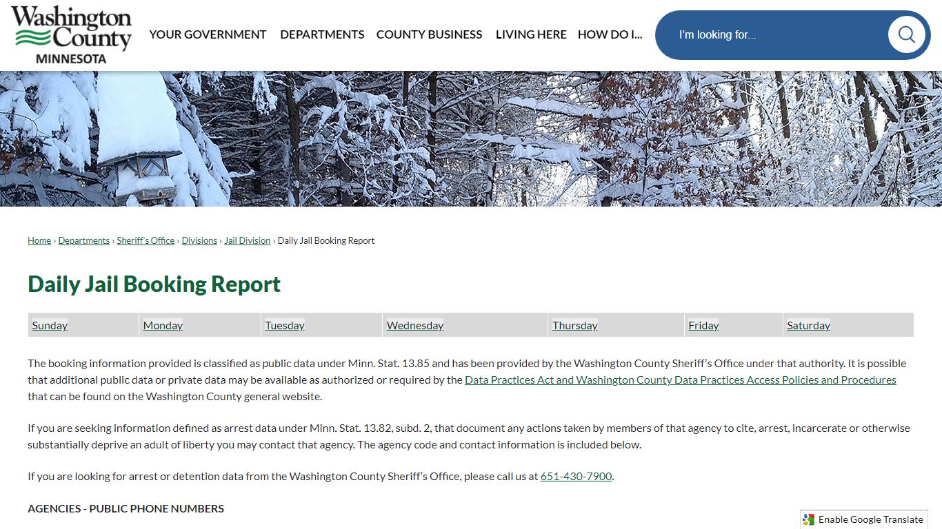 Daily Jail Booking Report - Washington County, MN